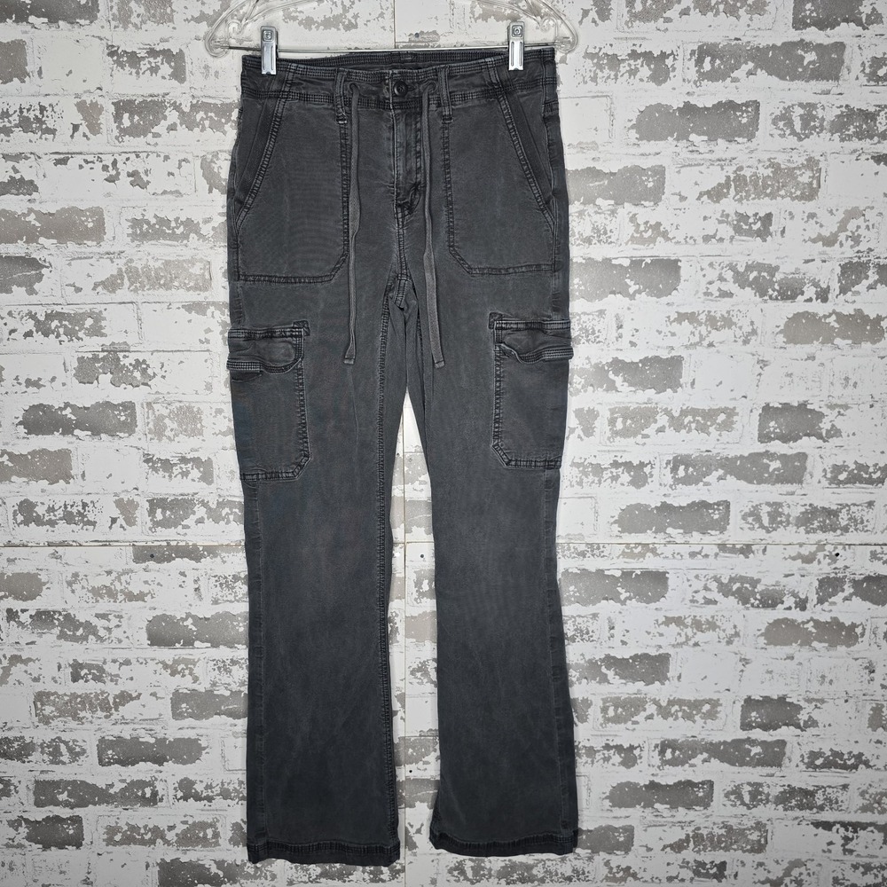 American Eagle Cargo Pants Womens 2 Regular Gray Classic Bootcut Stretch Utility